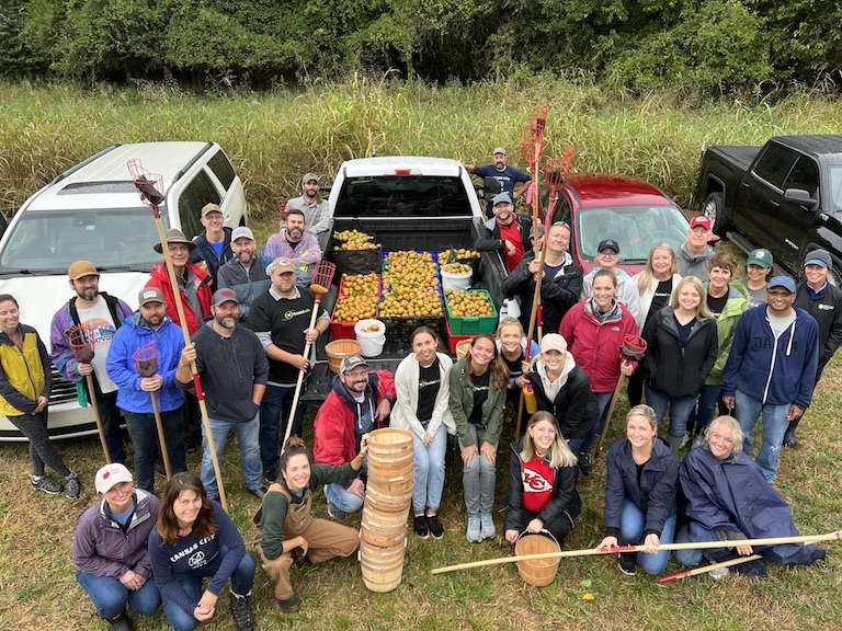 Giving Grove volunteers harvested 1,000 pounds of Asian pears